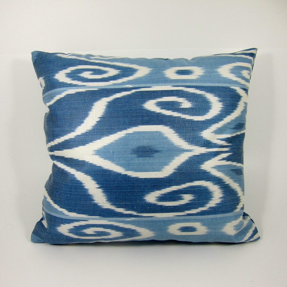 Blue ikat pillowcase
